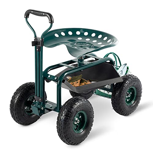Garden Cart with Seat Outdoor Gardening Carts Heavy...