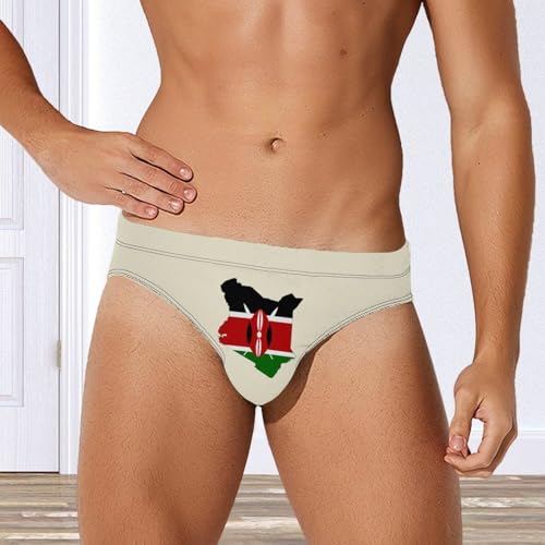 Kenyan Flag Map Printed Swim Briefs for Men Sexy Bikini Swimwear Elastic Beach Trunks Bathing Suit2
