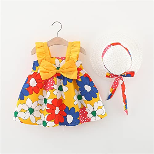 Vestido de bebê de férias para meninas com babados sem manga 0-3 anos infantil verão princesa conjun