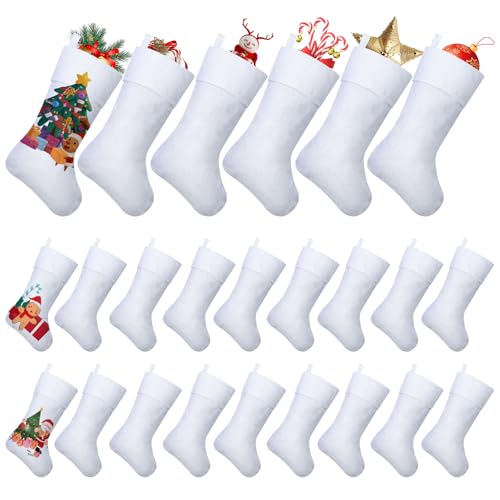 Asisca 24 Pieces Christmas Sublimation Non-woven Stockings, 18 Inches Christmas