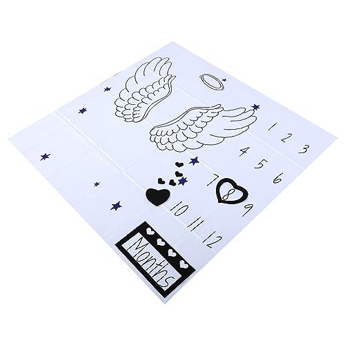 の写真撮影の小道具 ベビーマット マイルストーンブランケット 新生児用おくるみ 羽模様のブランケット マイルストーン 豪華なエリアラグ Black ポリエステル綿 MOLUCKFU