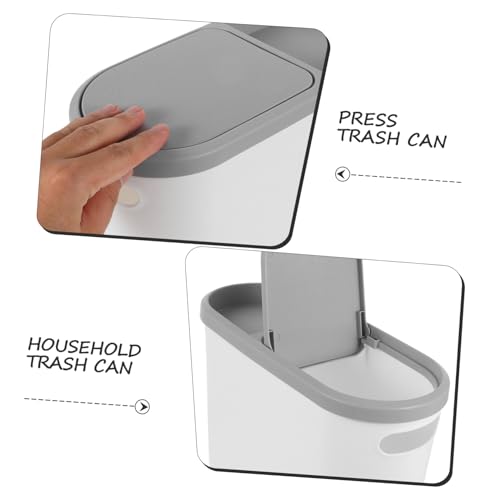 Bote de basura rectangular blanco con tapa de presión miniatura 3