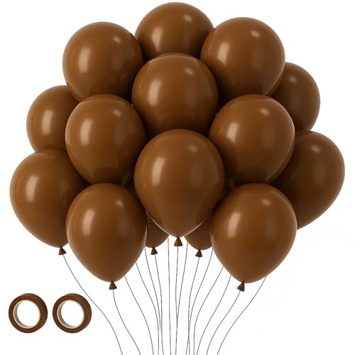 Image of Voircoloria 105pcs Coffee Balloons 12inch Party Latex Balloons for Boys Girls Birthday Baby Shower Gender Reveal Wedding Sunflower Party Decorations