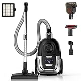 Zefiro Canister Vacuum Cleaner, 40Kpa 1600W Bagless Vacuum Cleaner,Lightweight Vacuum for Hard Floors, Carpet, Pet