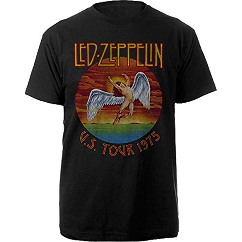 Rock Off LED Zeppelin USA Tour ’75. Officiel T-Shirt Hommes Unisexe - Les Beatles, Paul McCartney, John Lennon, RIngo Starr, George Harrison Rock Off LED Zeppelin USA Tour '75. Officiel T-Shirt Hommes Unisexe
