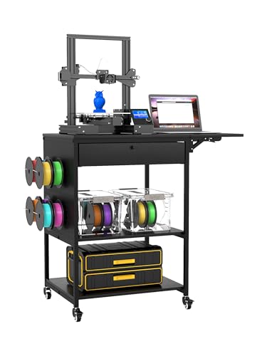 yeshine 3-Tier Mobile 3D Printer Table with Storage Shelf and Drawer