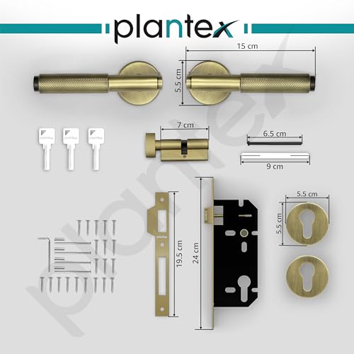 Image of Plantex Premium Door Lock with 3 Years of Warranty /Mortise Lock for Home - Main Door Lock Set (Brass Antique)