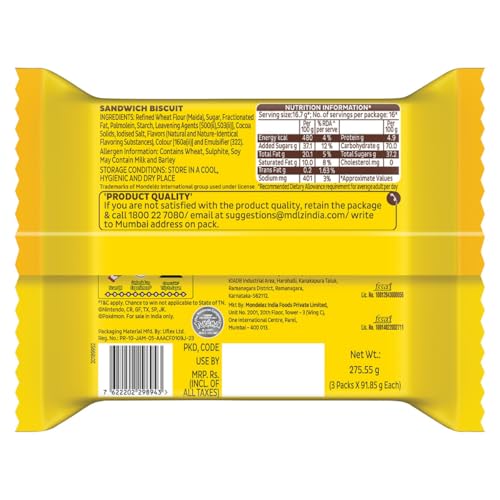 Image of Cadbury Oreo Pokemon Pikachu Yellow Cookie with Choco Creme Flavour cream Sandwich Biscuit, 275.55 g