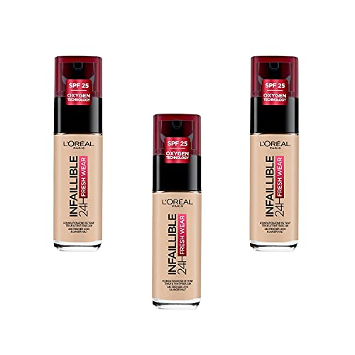 L'Oréal Paris Infallible 24hr Fresh Wear Liquid Foundation - 130 Beige, Pack of 3 (3 x 30 ml)