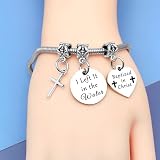 DlaeKua Christian Gifts Stainless Steel Bracelet Baptism Gift for Women Men Religious Bracelet Goddaughter Presents from Godmother Godfather First Baptism Faith Gifts for I Left It in the Water