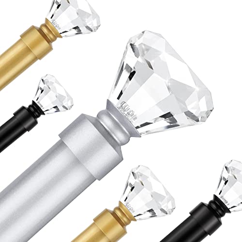 Lepushom 2 Pack Curtain Rods for Windows 30 to 54 Inches?2.5-4.5 Feet?, 1 Inch Diameter Adjustable Single Window Rod, Decorative Drapery Rods, Crystal Diamond Finials, Silver