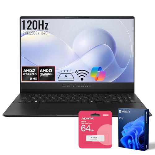 ASUS Vivobook S AI Copilot+ PC �r�W�l�X�m�[�g�p�\�R�� 15.6�C���` 2.8K 120Hz AMD Ryzen AI 9 HX 370 32GB RAM 1TB SSD Radeon Graphics Wi-Fi 6 RGB