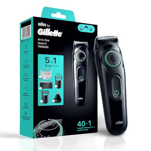 Image of Gillette Series 3 All-in-One Beard & Body Trimmer for Man (by Braun) | 40 length settings for Face, Body, Head & Private Parts | Ultra Sharp Blades for Precise trim | Sensitive Body Comb for body grooming | 3-Year Warranty | 5 on top Attachments | 50 Min Runtime