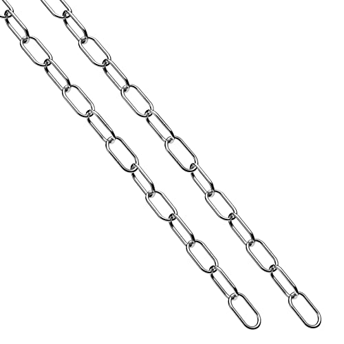Hannger 304 Stainless Steel Chain, 2Pcs 3mm 3m Metal Hanging Safety Proof Coil Solid Chain, Corrosion & Rust Resistant Link Heavy Duty Steel Anti-Theft Lift Chains for Pet Dog/Decorative/Guardrail