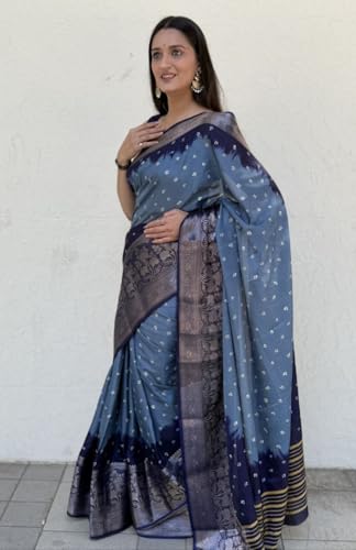 Image of TUSHANA Kalamkari Floral Prints Dola Silk Saree With Rich Zari Border Designer Pallu Attach Blouse Piece