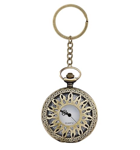 Image of AUGEN Premium Pocket Watch Metal Keychain Sun Retro Vintage for Gifting With Key Ring Anti-Rust (Pack Of 1)