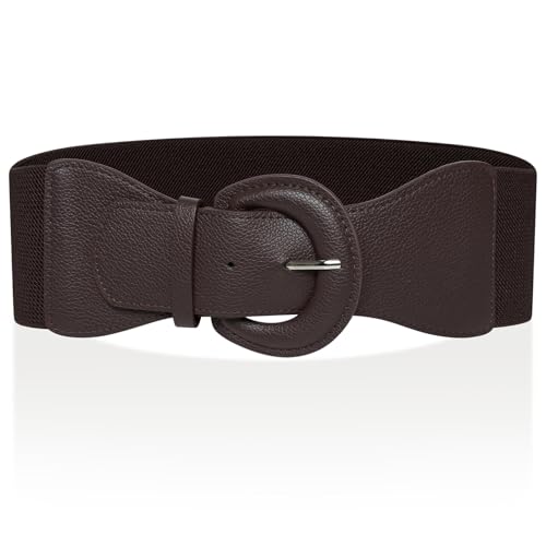 Ro Rox Raya Elasticated Nurse Belt Stretch Wide 50's Retro Vintage Waist Cincher, Dark Brown, M