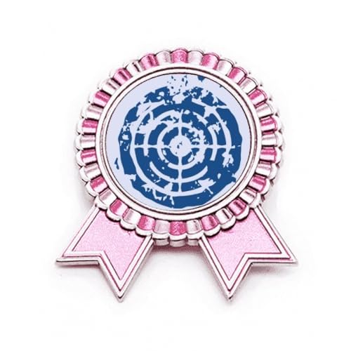 Broche ronde cible bleue en métal rose taille M pour personnaliser vos vestes