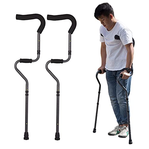 Muleta plegable para axilas, muleta médica portátil en forma de S con altura ajustable, muletas ergonómicas y livianas para adultos, soporta hasta 286 libras