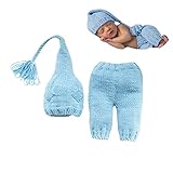 CUTEBBPHOTO Newborn Infant Photography Outfits Boy Girl Baby Photo Shoot Crochet Costume Props Fashion Knit Set Hat Pants