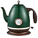 Czajnik elektryczny retro 1,5 l do herbaty, kawy, płatków owsianych, szybki podgrzewacz wody z termometrem, automatyczne wyłączanie, zdejmowana podstawa, ochrona przed wysuszeniem (zielony)