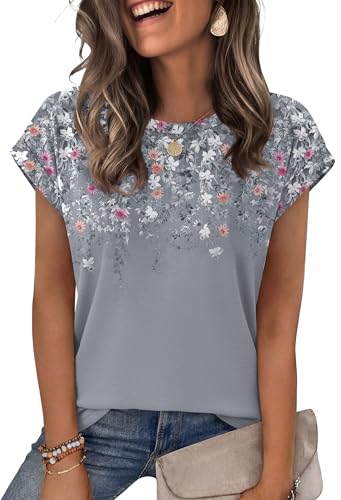 Image of Alaroo Womens Summer Tops Short Sleeve Shirts Crew Neck Tshirt Cute Trendy Tunic Blouses (S-3XL)
