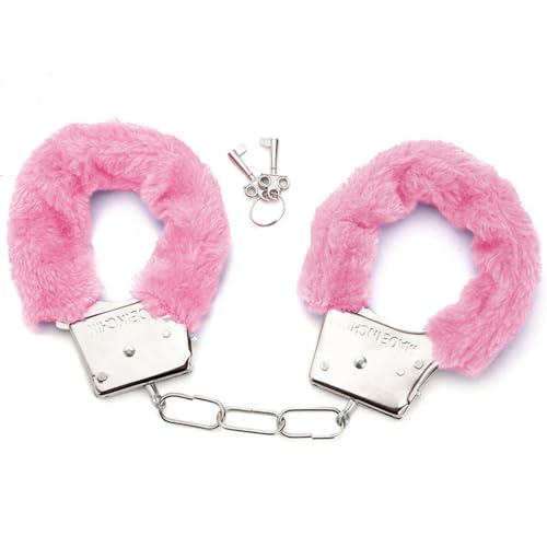 PYAIOVR 1 paio di manette con 2 chiavi Set Accogliente Peluche Party Game Props Regalo per Le Coppie manette di peluche rosa