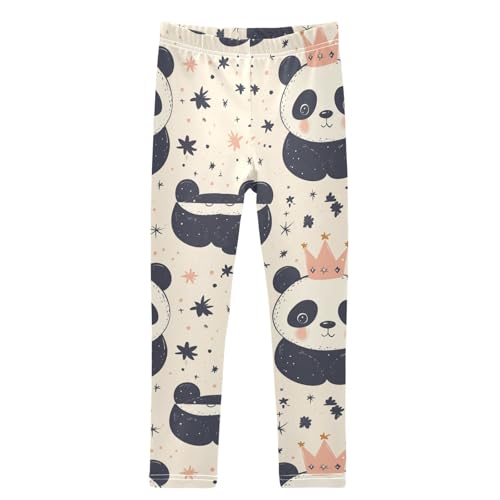 Boccsty Cute Pandas Crown Stars Girls Leggings Kids Yoga Pants Dance Active Tights 4T