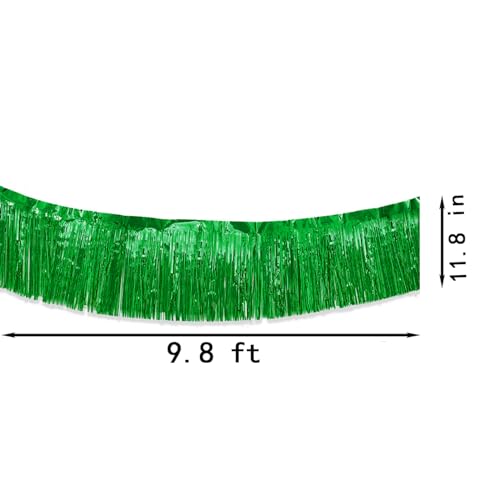 Image of Green Parade Float Fringe, Fringe Banners,Green Fringe Garland,For Parade Float Decorations,Graduation Ceremony Decorations Festival Celebration,11.8 in x 9.8 ft,4 pack