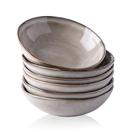 AmorArc Ceramic Cereal Bowls Set of 6, 24 oz Handmade Stoneware Bowls Set for Cereal Soup Salad, Stylish Kitchen bowls for Meal, Dishwasher & Microwave Safe, Reactive Glaze-Cappuccino
