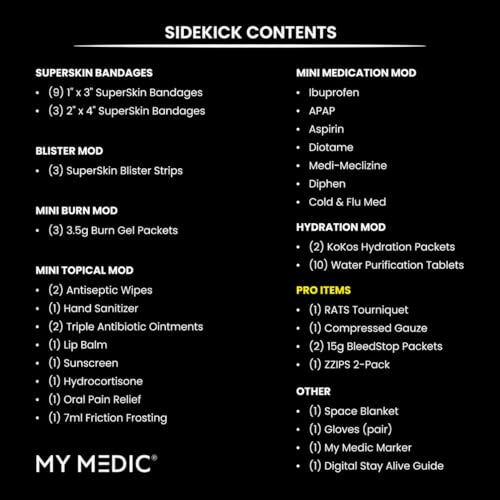 Image of My Medic Sidekick Pro - Camping Hiking and Backpacking First Aid Kit - 70 Items with Tourniquet - HSA and FSA Eligible - Small Ifak Great for Travel or Motorcycle - Portable Emergency Kit - Black