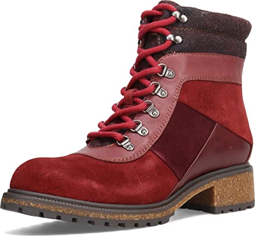Earth Elements Womenâ€™s Tessa Alpine Hiker Boot I Slip Resistant Boots for Casual, Everyday - Garnet Multi - 8