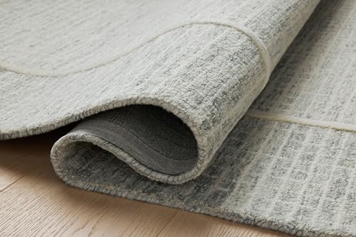 Image of Loloi Chris Loves Julia Briggs Mist /Ivory 9'-3 inch x 13' Area Rug | BRG-01 Approx. 9x13 Blue Living room Dining room Bedroom, Minimalist, Muted, Hand-Tufted, Area Rug