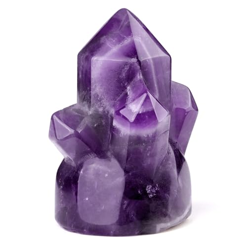 CrystalTears Amethyst Crystal Healing Stones Wand for Meditation Witchcraft Decor, 1.6” Purple Hexagonal Points Amethyst Crystals Tower Ornament, Spiritual Crystal Gifts for Women Men Christmas