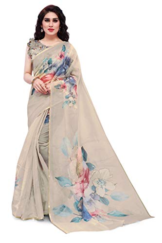 Image of MIRCHI FASHION Women Saree Organza Printed | Traditional Semi-Transparent Festive Sari with Unstitched Blouse Piece
