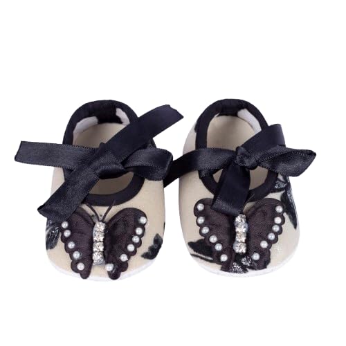 coco candy Black Butterfly Applique Ribbon Booties Shoes for Girls Soft Warm Comfortable Anti-Slip New Born Infant shoe Baby Footwear gift for little one Walking & Daily Wear-picture-36