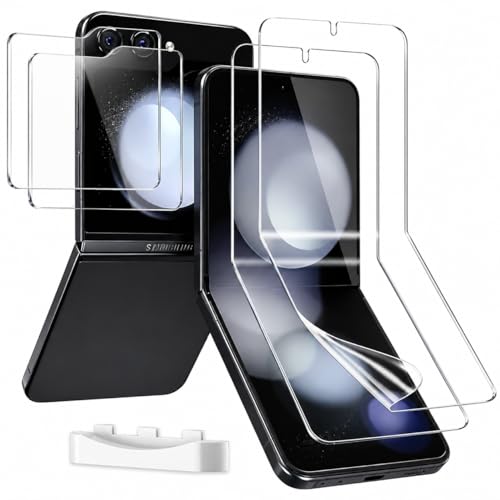 WILLONE 2+2 Pack for Samsung Galaxy Z Flip 5 Screen Protector (6.70 inches) with Camera Lens Protector Case Friendly Tempered Glass Film Fingerprint Unlock HD Clear