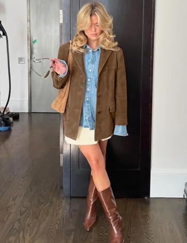 COZYPOIN Women's Suede Jacket Old Money Aesthetic Faux Leather Coat Fall Fashion Trendy Y2k Outerwear4