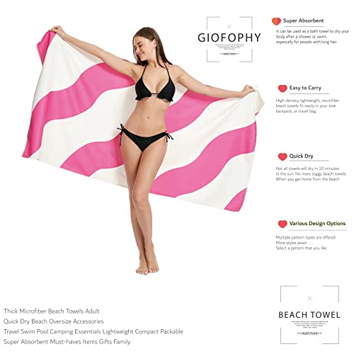 Giofophy Beach Towel Oversized Travel Towel With Pouch 72X36 Inch High Absorbent Microfiber Pool Towel Sports Towel Large Camping Towel Beach Blanket Beach Towels For Adults (Pink) #TOP2