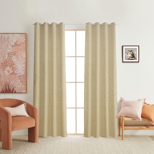 Image of Fabrilia Soft Velvet Printed Long Door Curtains for Living Room /Bedroom (9 Feet Long, Cream, Pack of 1 Piece)