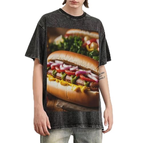 T-shirt vintage en coton délavé pour homme à manches courtes