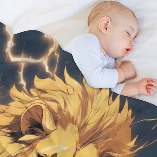 Couverture lion flanelle plaid doux lit canapé extérieur 100x130 - 5