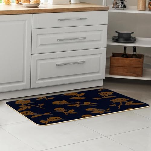 2 alfombrillas de cocina con calaveras y rosas lavables 7