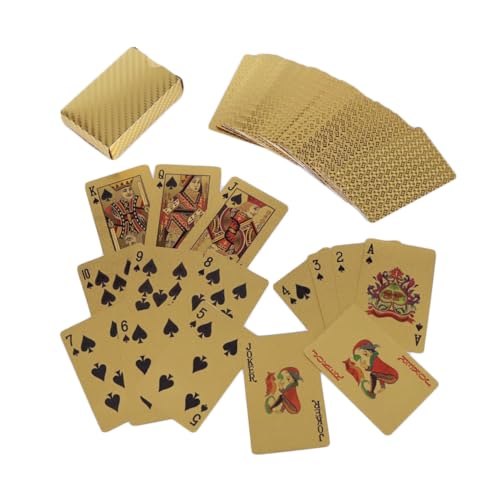 Mikinona wasserdichte Goldfolie Spielkarten Glänzende Pokerkarten Robustes Unterhaltungsspiel für Zuhause Bar Büro Farbiges Kartenspiel mit Auffälligem Design