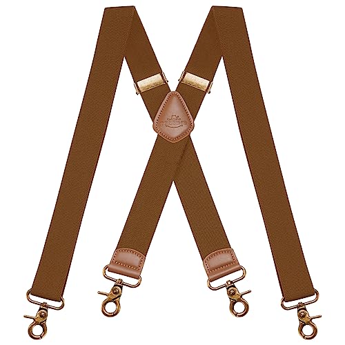 Dresime Mens Braces for Trousers with Strong 4 Hook-Clips, Vintage Suspenders Braces for Men & Women Heavy Duty Elastic Adjustable X Shape