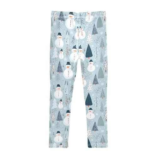 Girls' Athletic Leggings Ankle Length Yoga Dance Pants Kids Teen 4T Snowman Pine Conifer2
