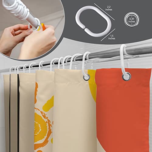 Grace Gorgeous Abstract Flamingo Bird Mid Century Shower Curtain Boho Impressionistic Sun Beige Modern Bath Curtain Decoration Set With 12 Hooks Washable Polyester Fabric 72"X72", Beige #TOP3