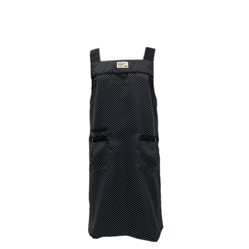 ノーブランド品定番男女兼用ドット柄H型エプロン大きいサイズ男女兼用4L-5Lポリエステル100%ガーデニングシンプルミャンマー製ブラック