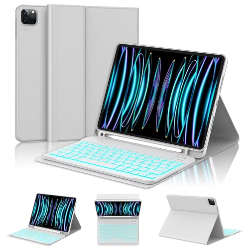 [ 2025年新開発 ] iPad Air 11インチ キーボード M3 2025/M2 2024 iPad Air5 Air4 キーボ ード ケース 7色バックライト 人気 超軽量 脱着式 iPad Pro 第4/3/2/1兼用 ペンシルホルダー付き Bluetoothキーボ ード i-Pad Air 第5/4世代 キーボード オートスリープ機能 全面保護 多角度調整 耐久性ライトグレー