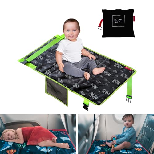 Ruimix Toddler Airplane Bed | Toddler Travel Essentials | Flyaway Kids Bed Airplane | Portable & Easy to Clean | Fit for Various Modes of Travel | Must Have (Black Dino)